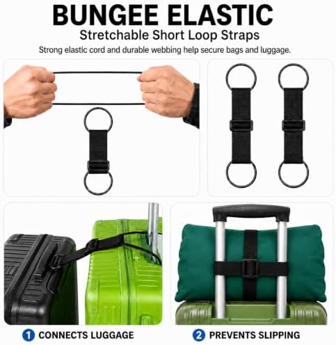 6-Piece Luggage Connector Straps Set, Adjustable Black Suitcase Accessories - Image 3
