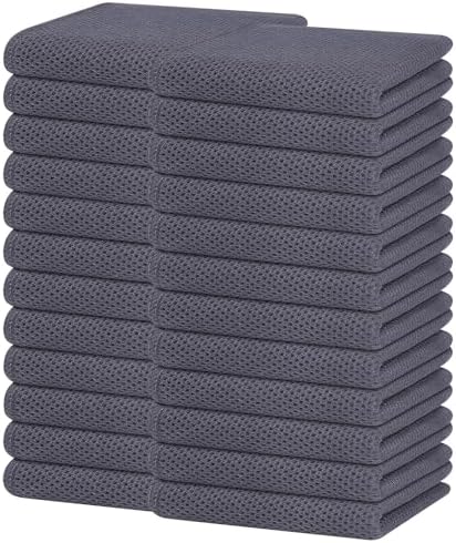 Homaxy 100% Cotton Waffle Weave Kitchen Dish Towels 24-Pack, Dark Grey by Homaxy