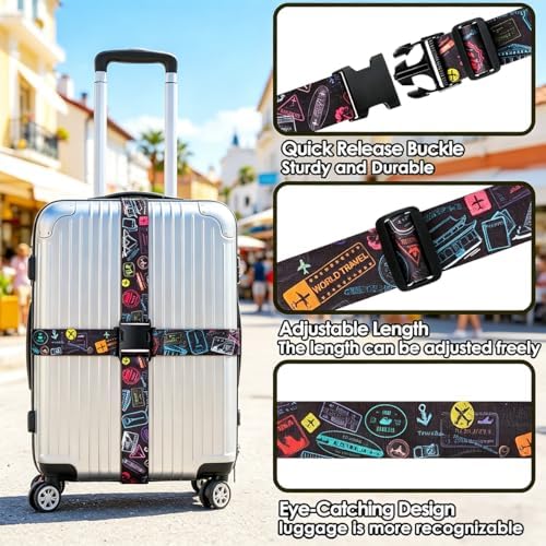 4 Pack Luggage Straps for Suitcases Adjustable Luggage Belt Suitcase Strap - Image 4