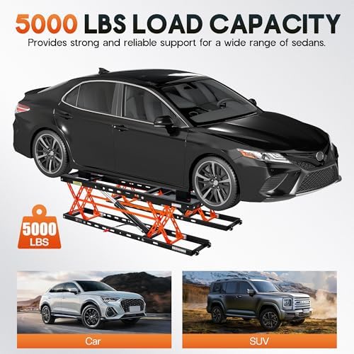 SPECRAFT Orange 5000LBS Portable Hydraulic Car Lift, Home Garage - Image 3