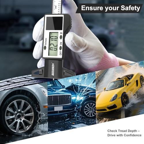 GODESON Digital Tire Tread Depth Gauge, Solar & Battery Power, Inch/MM Display - Image 6