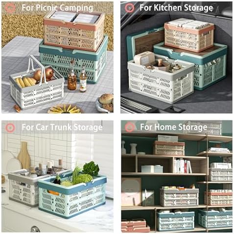 Collapsible Plastic Storage Crate - 32L Folding Organizer Basket Portable - Image 7