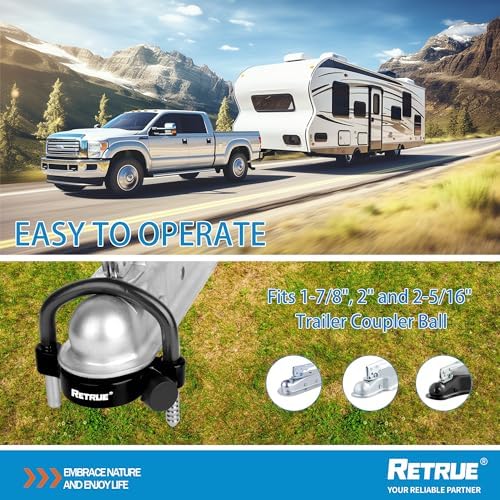 RETRUE Universal Trailer Coupler Hitch Lock, Waterproof Cover & Cap - Image 3