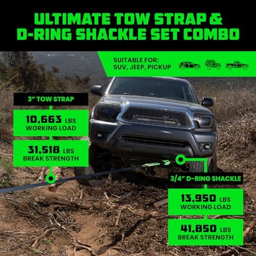 Rhino USA Recovery Combo Kit - 30ft Tow Strap & D-Ring Shackles - Image 2