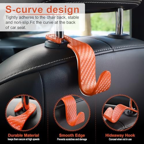 LivTee Car Purse Hook, 4 Pack Universal Auto Seat Headrest Hook Hangers - Image 2