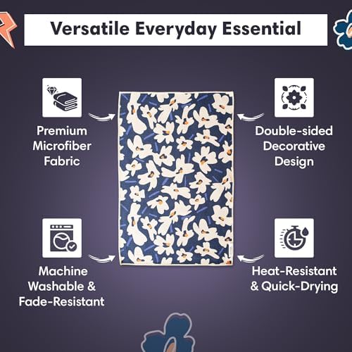 crae. Reversible Microfiber Hand Towel, Aqua Daisy - Image 3