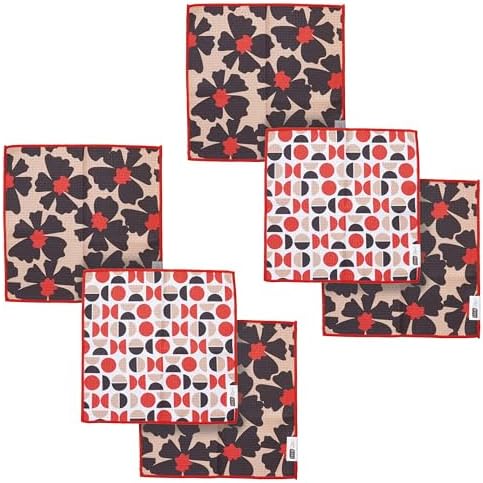 Ritz 6-Piece Flowers & Moons Microfiber Dish Cloth Set – Retro Mid-Century by RITZ