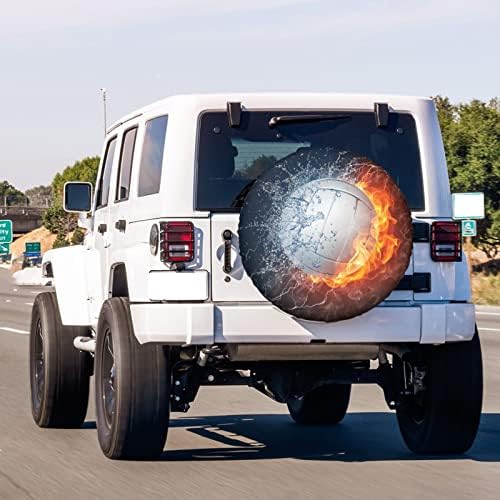 Fire and Water Volleyball Ball Spare Tire Cover Dust-Proof Wheel Tire Cover Fit - Image 3