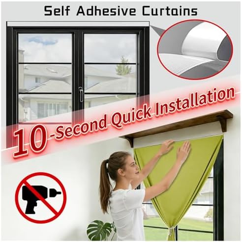 100% Blackout Self Adhesive Curtains Portable Curtain Simple and Easy to - Image 3