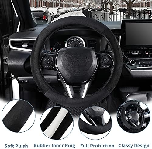 SEG Direct Car Steering Wheel Cover 14.5"-15", Plush Velvet Summer Winter - Image 3