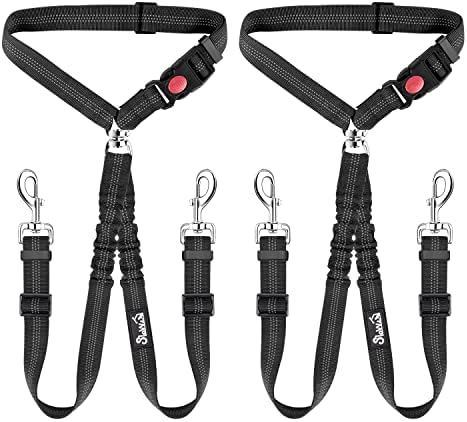 Lukovee Double Dog Car Seat Belt, No Tangle Headrest Restraint by Lukovee