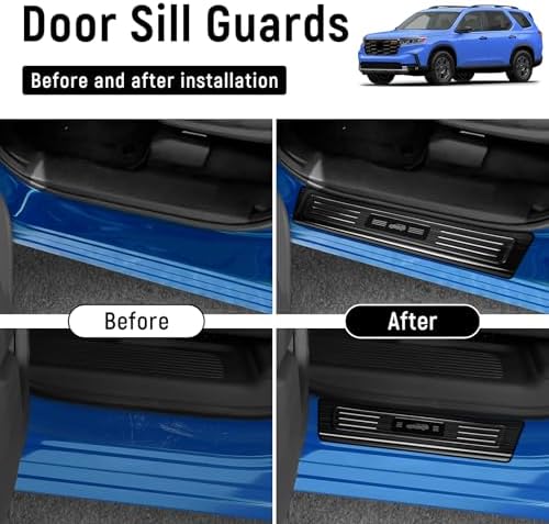 4PCS Door Sill Protector for Honda 2023-2025 2026 Pilot Accessories Black - Image 2