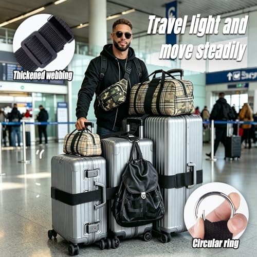 6PCS Luggage Straps for Suitcases, Adjustable Elastic Bungee Strap, Connect Up - Image 2