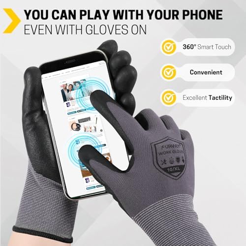 FURWEY Work Gloves, 16/32Pairs Nitrile, Seamless Nylon Knit - Image 3