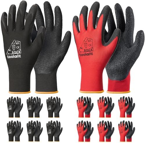 toolant Crinkle Latex Work Gloves, 12 Pairs by toolant