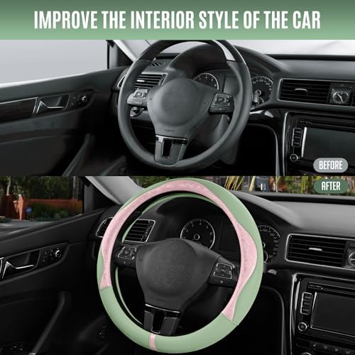PIC AUTO Steering Wheel Cover, Universal Fit 14.5"–15.5", Soft PU Grain Leather - Image 6
