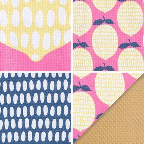 Ritz 6-Piece Speckled Lemon Microfiber Kitchen Set – Retro Citron Grove - Image 2