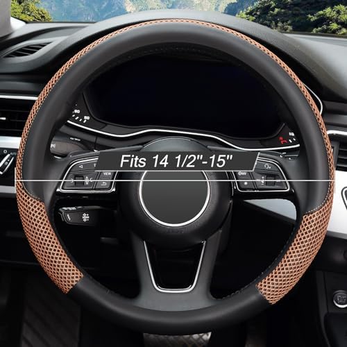 KAFEEK Steering Wheel Cover, Cooling Ice Silk Leather, 15 Inch - Image 2
