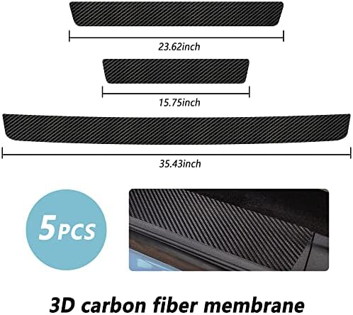 5Pcs Car Door Sill Protector, Carbon Fiber Threshold Anti-Scratch Sticker Door - Image 2