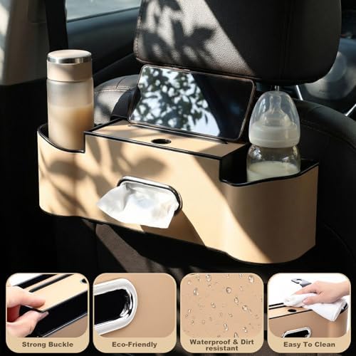 LemonRoad 2 Pack Car Seat Back Storage Box, Tissue 2 Cup Holders - Image 3