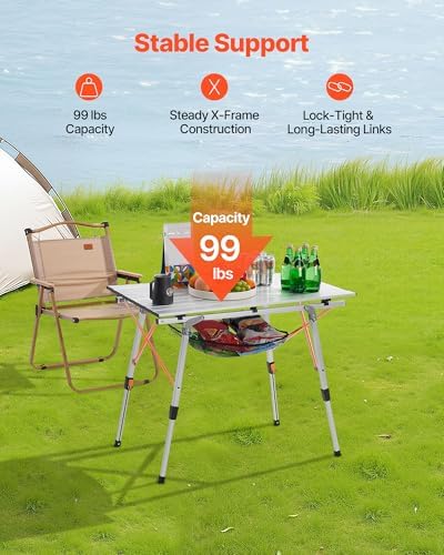 VEVOR Folding Camping Table, Portable Roll Up Side Tables, Lightweight Aluminum - Image 5