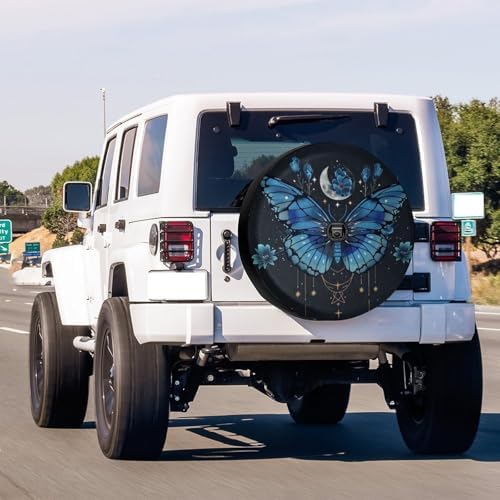 Blue Butterfly Flowers Spare Tire Cover - Image 2
