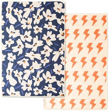 crae. Reversible Microfiber Hand Towel, Aqua Daisy by CraeHome