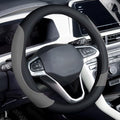 Coverado Car Steering Wheel Cover, Nappa Leather Black & Gray Steering Wheel by COVERADOAUTO
