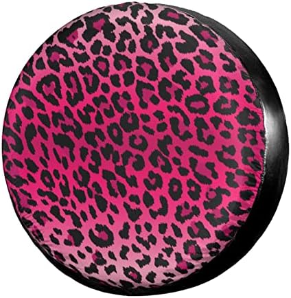 Pink Leopard Print Spare Tire Cover Dust-Proof Wheel Tire Cover Fit Trailer by Foruidea