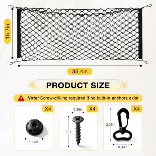 BFXM Cargo Net, 35.4"x15.7" Dual-Layer Nylon Cargo Net - Image 2