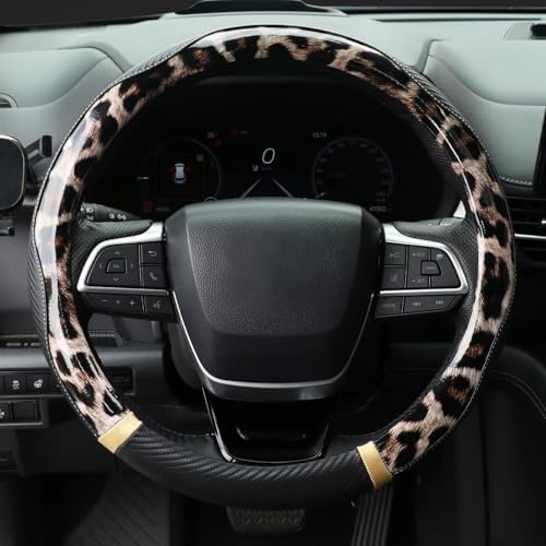 KAFEEK Dark Brown Leopard Print Steering Wheel Cover - Image 2
