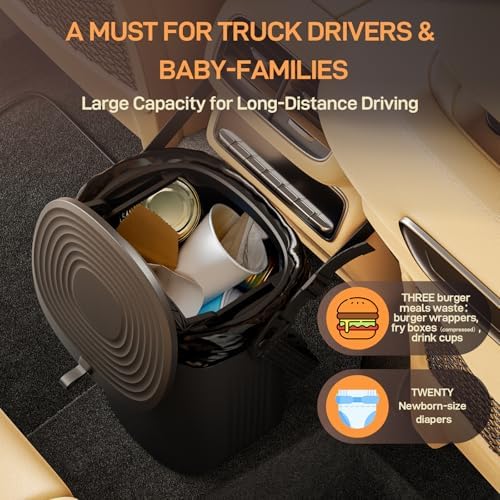 Waretary Car Trash Can with Lid, Leakproof Silicone, 2 Gallon - Image 4
