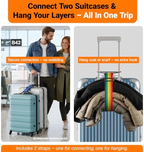 2 Pack Luggage Connector Straps–Add A Bag Hands-Free Suitcase Connector - Image 2