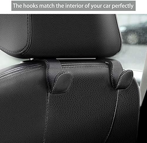Headrest Hooks for Car, Back Seat Organizer Black Leather Hanger Holder Hook - Image 2