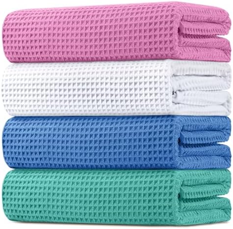 HOMEXCEL Waffle Bath Towels Set of 4 Pack, Waffle Towels by HOMEXCEL