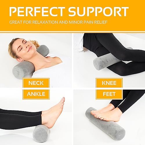 2 Pack Round Bolster Pillow Memory Foam Cervical Neck Roll Pillow Sleeping - Image 5