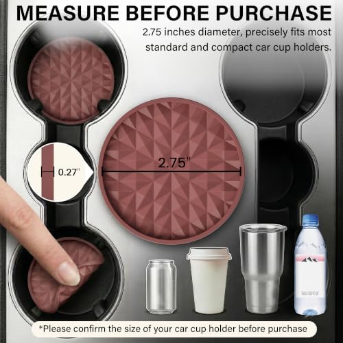 Silicone Car Coasters Set of 4, 2.75" Cup Holder Mats - Image 2