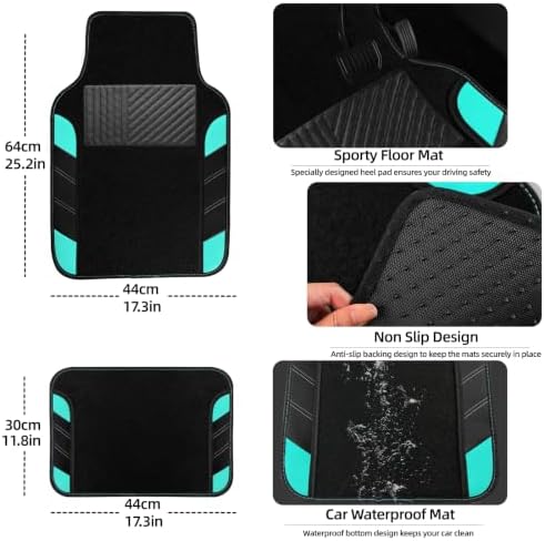 NBTEPEM 10 Pcs Car Floor Mats Full Set & Sport Leather Steering Wheel Cover - Image 4