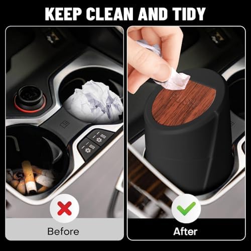 Car Trash Bin with Lid-2 Pack Car Garbage Can Cup Holder-Mini Leakproof Vehicle - Image 2