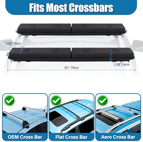 Soft Roof Rack Pads 30", 2 Tie Down Straps, 2 Tie Down Ropes, 2 Hood Loops - Image 2