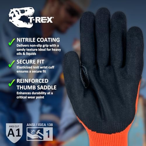 MAGID T-REX TRX400 Impact Gloves, Sandy Nitrile, 1 Pair - Image 3