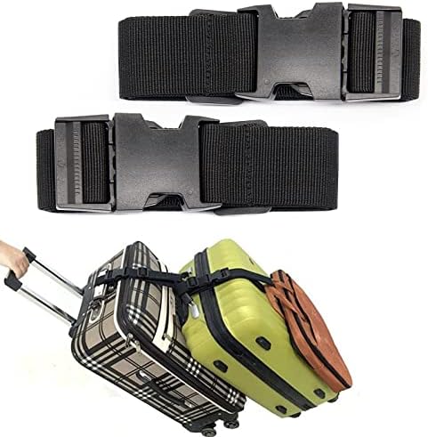 Luggage Straps for Suitcases, Travel Belt Multiple Connector, 2 Pack Black by Ajmyonsp