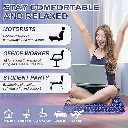 Gel Seat Cushion for Long Sitting, Super Large Gel Cushion Chair Pads - Image 3