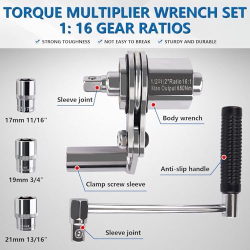 Boltigen Torque Multiplier Wrench Set, 1:16 Heavy Duty Lug Nut Remover - Image 3