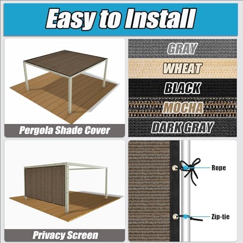 Amagenix 90% Shade Fabric 8'X 15' Mocha Sun Shade Cloth - Image 4
