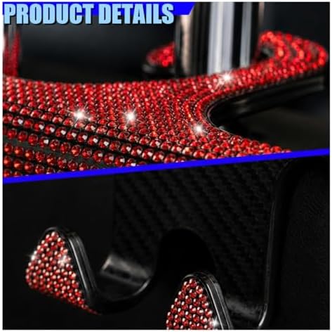 Craedli 2PCS Bling Rhinestone Car Seat Headrest Hooks, Shiny Crystal Auto - Image 4