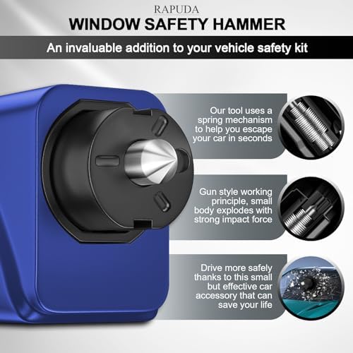 RAPUDA Window Breaker Seatbelt Cutter, 3-in-1 Mini Glass Breaker, 3 Pack Car - Image 3