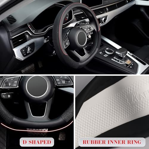 KAFEEK D Shape Steering Wheel Cover, Universal 15 inch - Image 5
