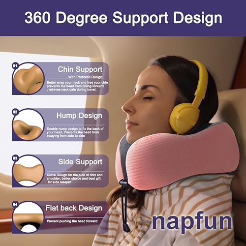 napfun Neck Pillow for Travel, Memory Foam Airplane Pillow - Image 3