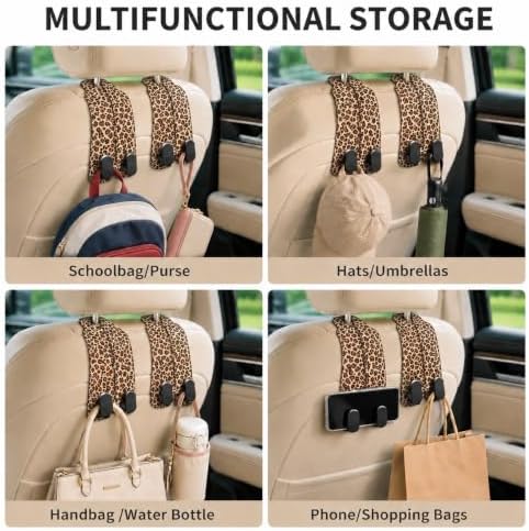 Cute Leopard Car Seat Back Storage Headrest Hooks - Image 6